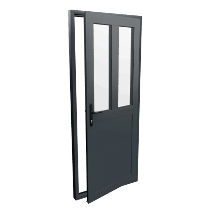 Aluminium Single Door - 2 Rectangle Glazed - Made to Measure
