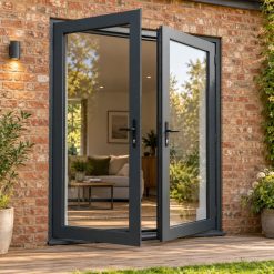 Aluminium French Door opening onto garden decking