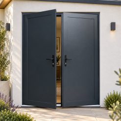 Aluminium French Door with Full Steel Panels fitted to the back of a house