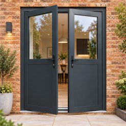 Aluminium French Door with Half Panels fitted to the back of a house