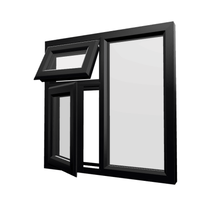 uPVC Window Black Woodgrain