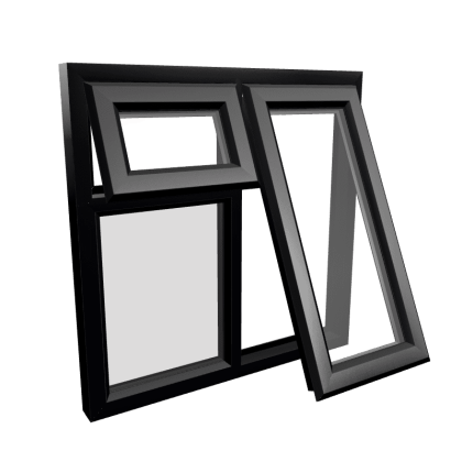 uPVC Window Black Woodgrain