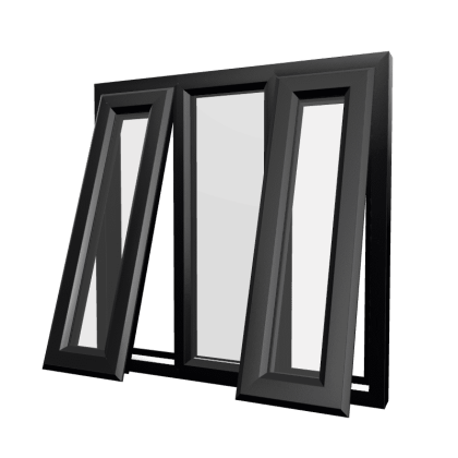 uPVC Window Black Woodgrain