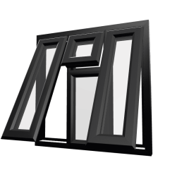 uPVC Window Black Woodgrain