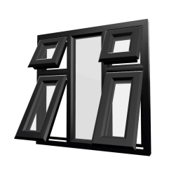 uPVC Window Black Woodgrain