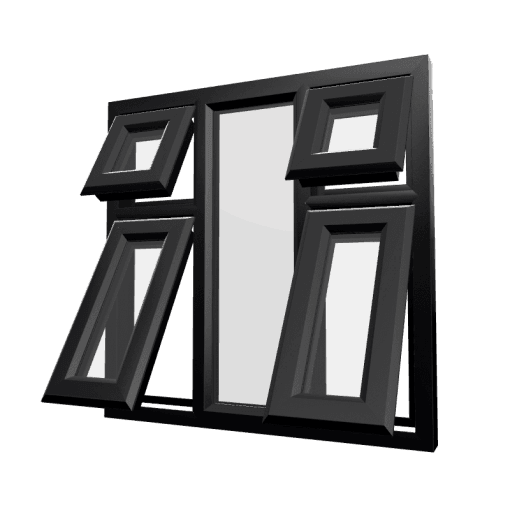uPVC Window Black Woodgrain