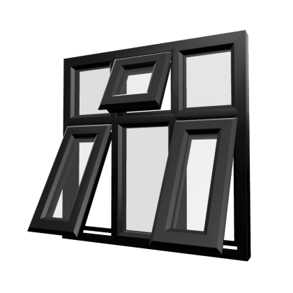 uPVC Window Black Woodgrain