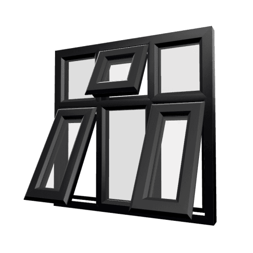 uPVC Window Black Woodgrain