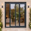 Anthracite Grey uPVC 2 pane sliding patio door fitted to the back of a house