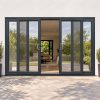 Anthracite Grey uPVC 4 pane sliding patio door fitted to the back of a house