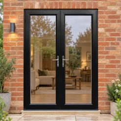 Black uPVC French Doors fitted to the back of a house