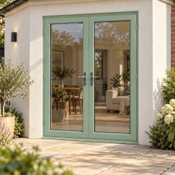 Chartwell Green uPVC French Doors on a rendered house