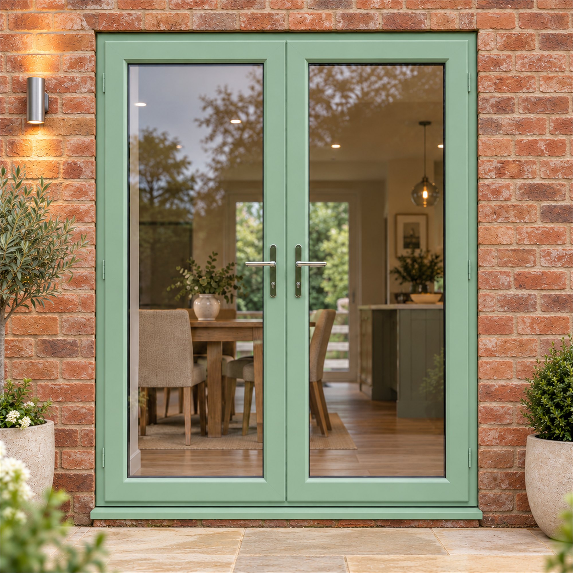 Chartwell Green uPVC French Doors fitted to the back of a house