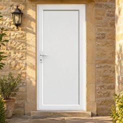 Full Flat Panel uPVC Single Door on a stone house