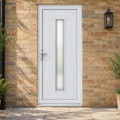 Full Panel uPVC Single Door – Lyndon Long Glazed by a garden path