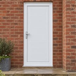 Full Panel uPVC Single Door – Lyndon Solid fitted to a house