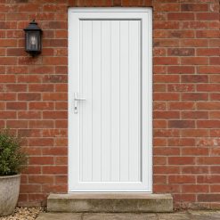 Full Panel uPVC Single Door – Tongue & Groove Panel fitted to a house