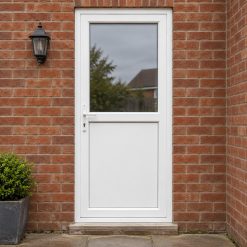 Half Glazed uPVC Single Door – Flat Panel fitted to a house