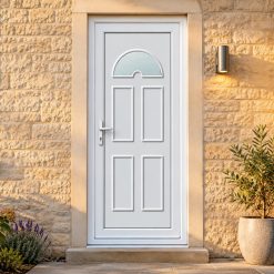 uPVC Single Door – Carter One on a stone house