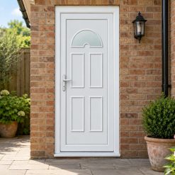 uPVC Single Door – Carter One by a garden path