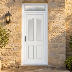 uPVC Single Door – Clinton Two on a stone house