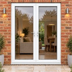 White uPVC French Doors fitted to the back of a house
