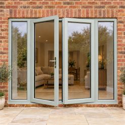 Agate Grey French Doors with Side Panels fitted to the back of a house