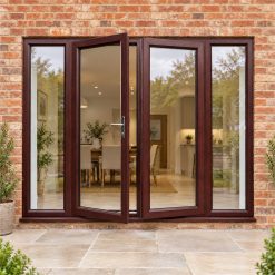 Rosewood French Doors with Side Panels fitted to the back of a house