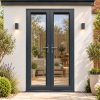 1190mm x 2090mm - Anthracite Grey on White uPVC French Doors fitted to the back of a house