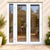 1490mm x 2090mm - White uPVC French Doors with Narrow Side Panel fitted to the back of a house