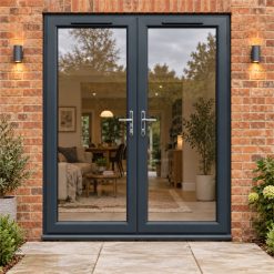 1790mm x 2090mm – Anthracite Grey on White French Doors fitted to the back of a house
