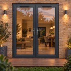 1790mm x 2090mm – Anthracite Grey on White French Doors opening onto garden decking