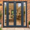 1790mm x 2090mm - Grey-on-White French Doors with Narrow Side Panels fitted to the back of a house
