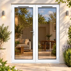 1790mm x 2090mm - White uPVC French Doors fitted to the back of a house