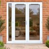 1790mm x 2090mm - White uPVC French Doors with Narrow Side Panel fitted to the back of a house