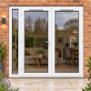 2090mm x 2090mm - White uPVC French Doors with Narrow Side Panel fitted to the back of a house