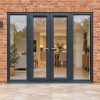 2390mm x 2090mm - Grey-on-White uPVC French Doors with Wide Side Panels fitted to the back of a house