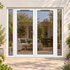 2390mm x 2090mm - White uPVC French Doors with Narrow Side Panels fitted to the back of a house