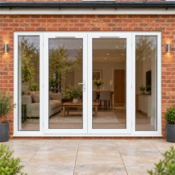 2990mm x 2090mm - White uPVC French Doors with Wide Side Panels fitted to the back of a house