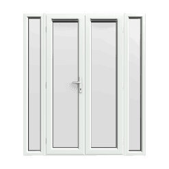 1790mm x 2090mm - White French Doors with Narrow Side Panels