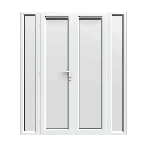 1790mm x 2090mm - White French Doors with Narrow Side Panels