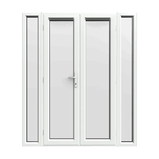 1790mm x 2090mm - White French Doors with Narrow Side Panels