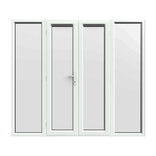 2390mm x 2090mm - White uPVC French Doors with Wide Side Panels