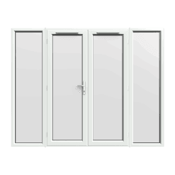 2690mm x 2090mm - White uPVC French Doors with Wide Side Panels