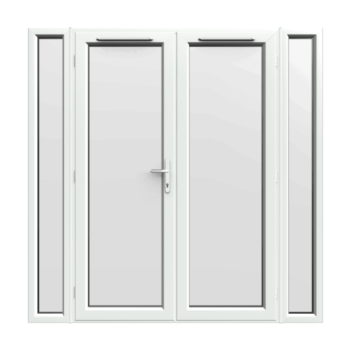 2090mm x 2090mm - White uPVC French Doors with Narrow Side Panels