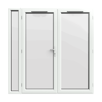 2090mm x 2090mm - White uPVC French Doors with Narrow Side Panel
