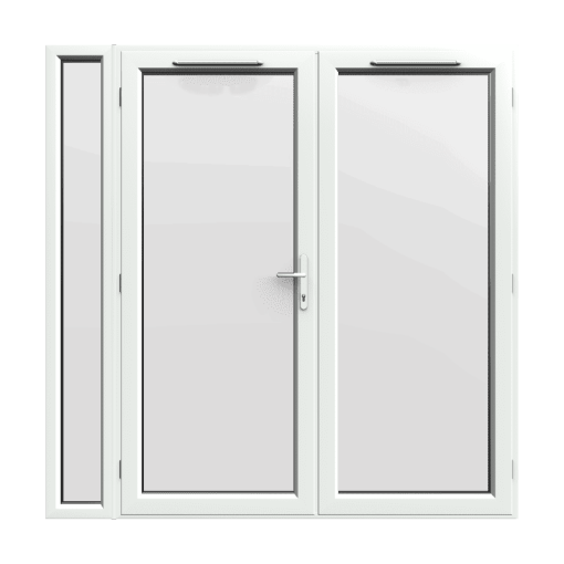 2090mm x 2090mm - White uPVC French Doors with Narrow Side Panel