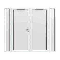 2390mm x 2090mm - White uPVC French Doors with Narrow Side Panels