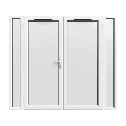2390mm x 2090mm - White uPVC French Doors with Narrow Side Panels