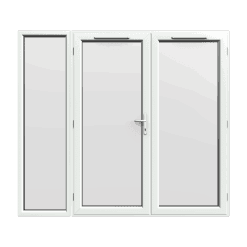 2390mm x 2090mm - White uPVC French Doors with Wide Side Panel